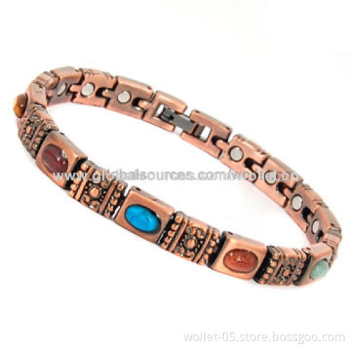 2014 Fashion Metal Magnetic Bracelet, Made of 316L Stainless Steel and Turquoise